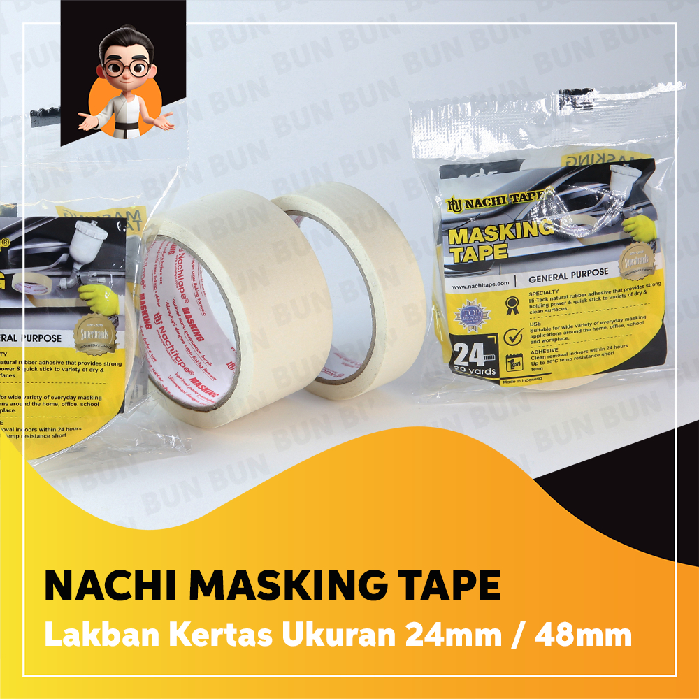 

Masking Tape / Lakban Kertas Nachi 20 yard / Isolasi Kertas