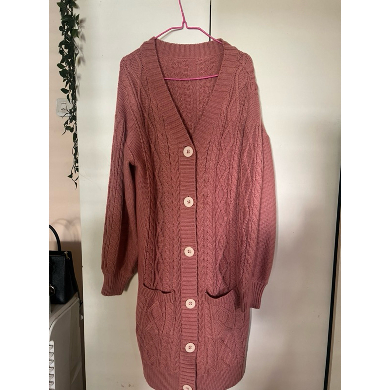 preloved Long Cardigan Cable Knit