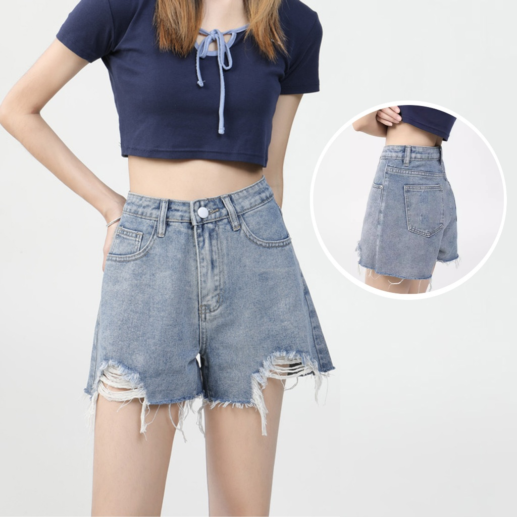 KeyGirl celana hot pants wanita jumbo 5XL celana jeans pendek wanita korea/hotpants hw cewek santai 