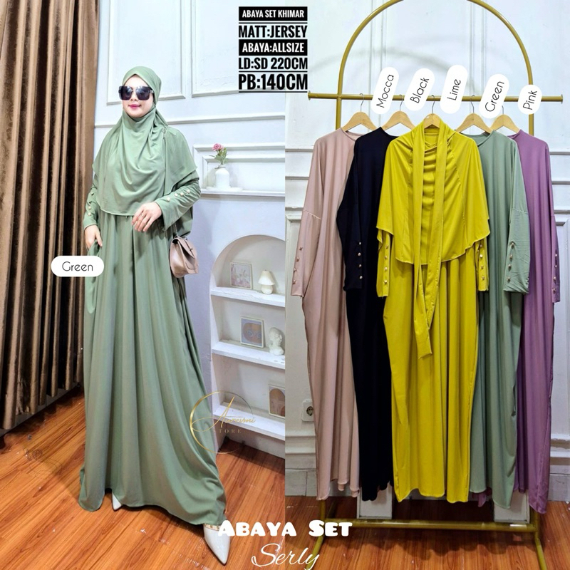 Aurevmi - Abaya Serly Free Hijab Abaya Set Khimar Gamis Polos Wanita Terbaru