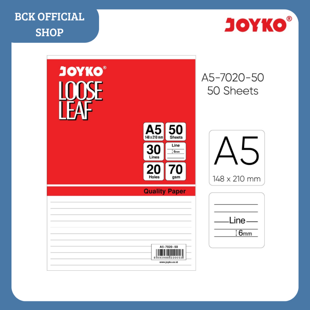 

Loose Leaf Joyko 50 Lembar A5 - 7020 - 50