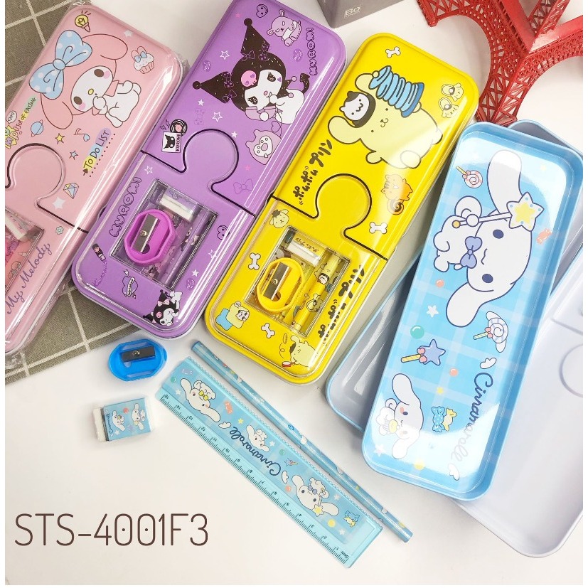 

Kotak Pensil Anak Karakter - Tempat Pensil Kaleng Sanrio set stationery 5 in 1 Penggaris pensil dkk