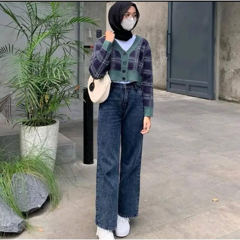 Bawahan Wanita Korea Style Celana Highwaist Jeans Celana Kulot jins Celna jeans panjang wanita