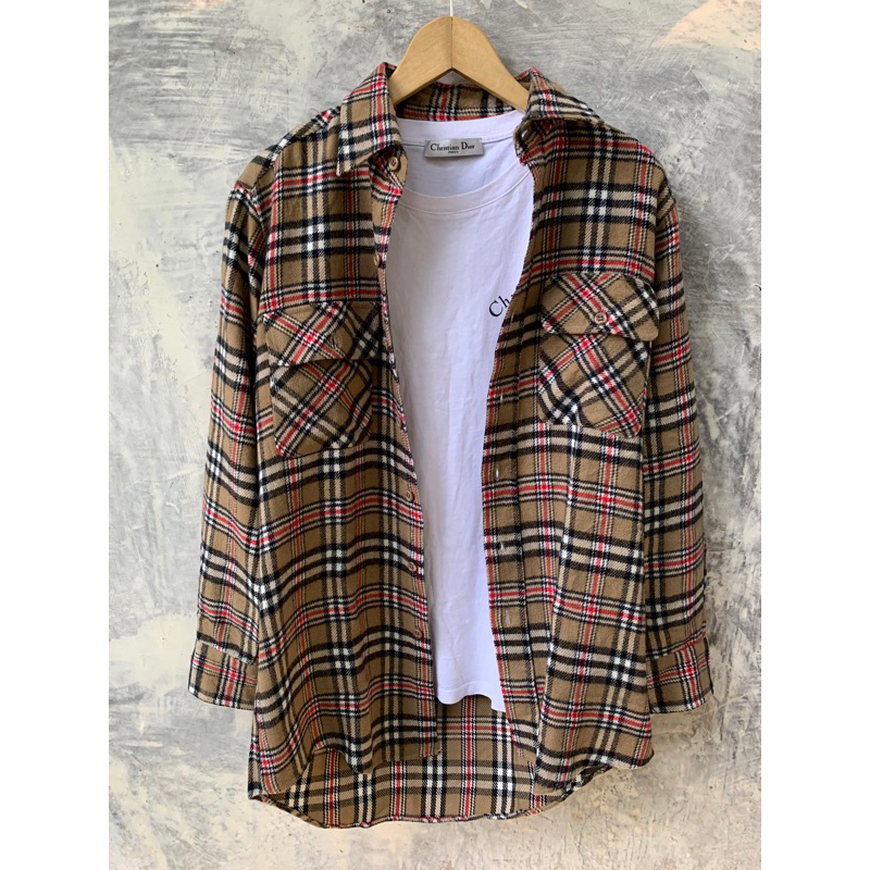 Kemeja Flannel Motif Burberry Second Original