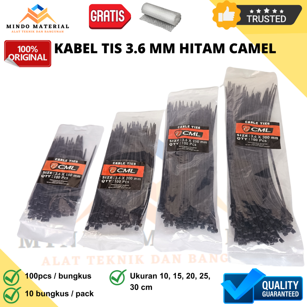 

Kabel Tali Tis Tie Ties 3.6 mm Hitam 10 | 15 | 20 | 25 | 30 Cm