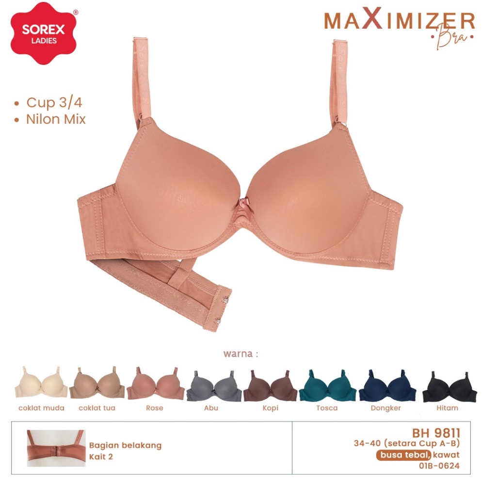 KODE Q29H Sorex Maximizer Bra 34 Push Up Busa Tebal Kawat Kait 2 Setara Cup AB BH 9811