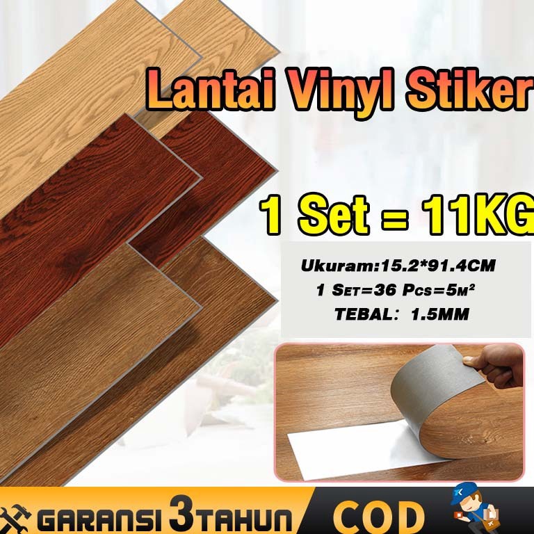 KODE S9W 1 KOTAK 36 Pcs Stiker Lantai Vinyl  Parket dengan Perekat  Stiker Lantai Vinyl PVC Berkuali