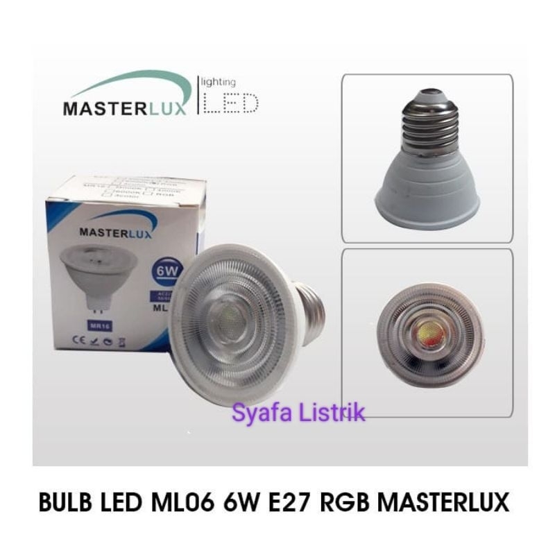 Lampu LED RGB MR16 E27 6 Watt Merk MasterLux WarnaWarni