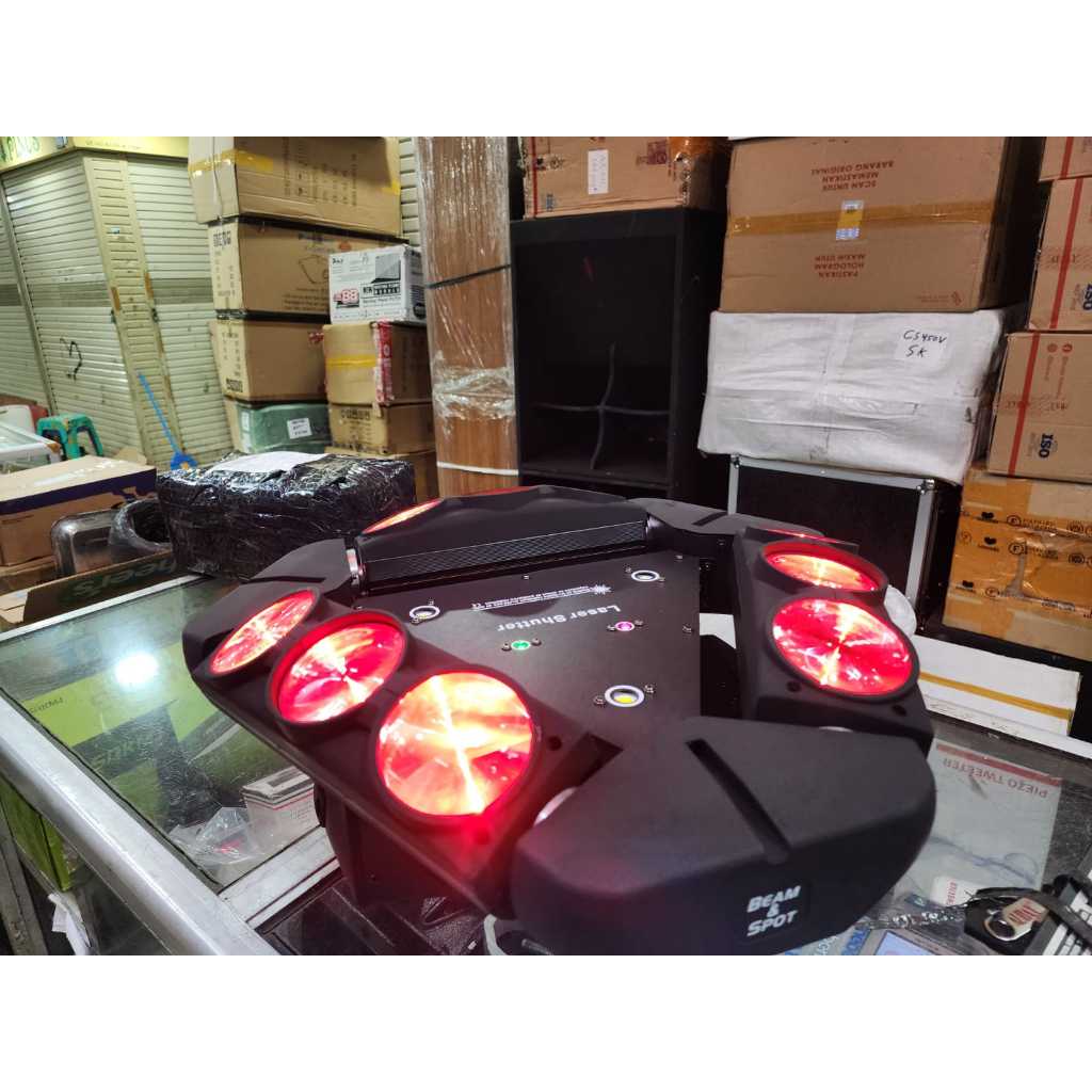 LAMPU LIGHTING SPIDER SHUTTER MOVING HEAD SPIDER 9X10W FULLCOLOR PLUS RG LASER STROBO