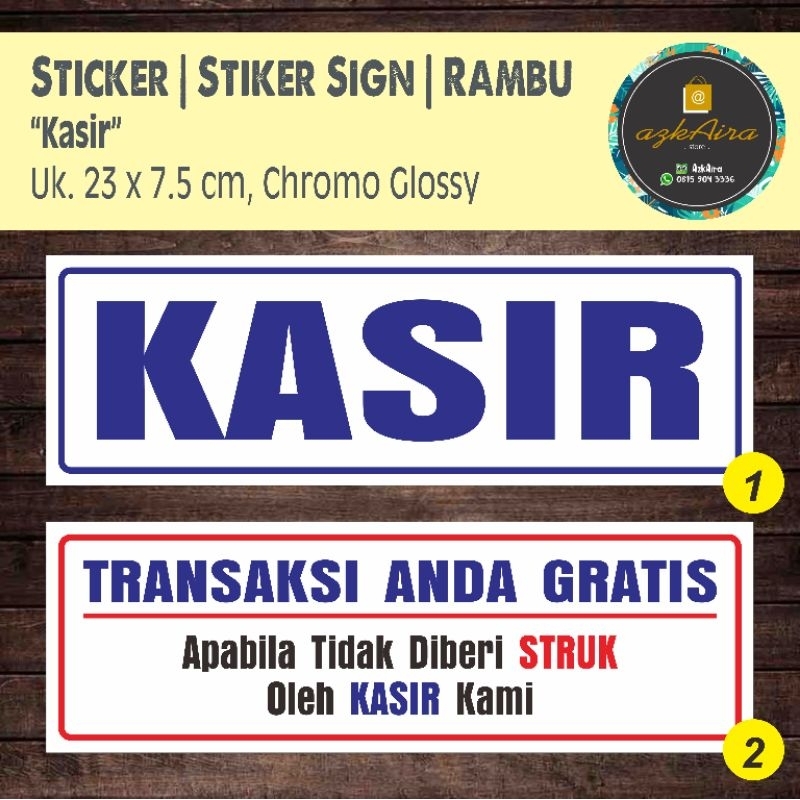 

Sticker Stiker Sign Kasir - Uk. 23x7.5 cm