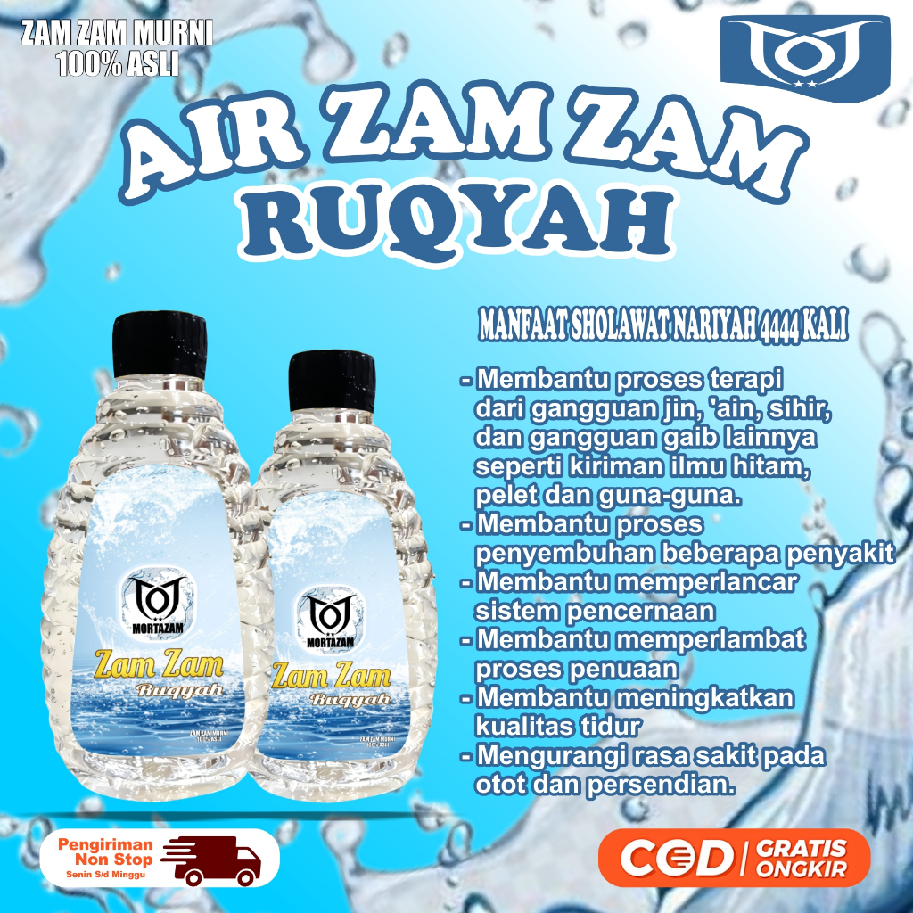 

MORTAZAM AIR ZAM ZAM RUQYAH - MENCEGAH DAN MENYEMBUHKAN SEGALA MACAM PENYAKIT LUAR MAPUN DALAM