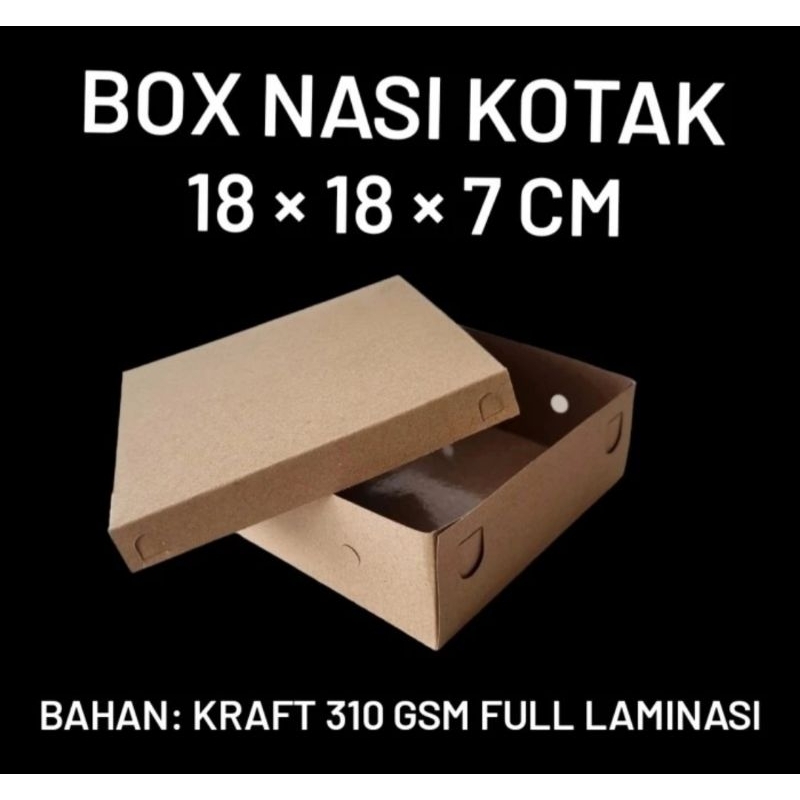 

(MIN ORDER 50 PCS) BOX CATERING TUTUP PISAH 18x18x7 FULL LAMINASI / DUS NASI KOTAK