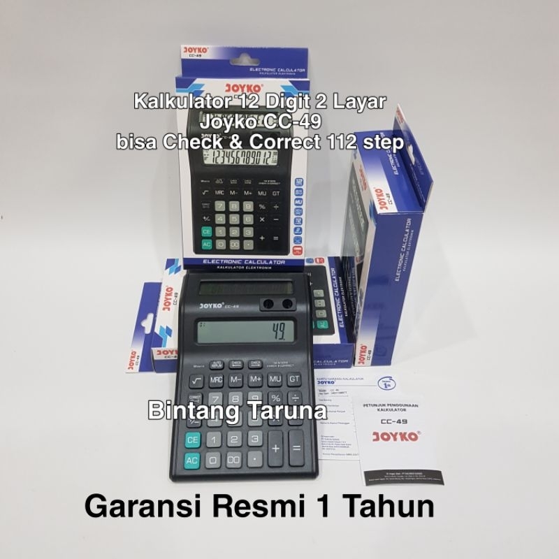 

Kalkulator Joyko CC49 Calculator Joyko CC-49 Kalkulator 12 digit 2 layar Joyko CC49