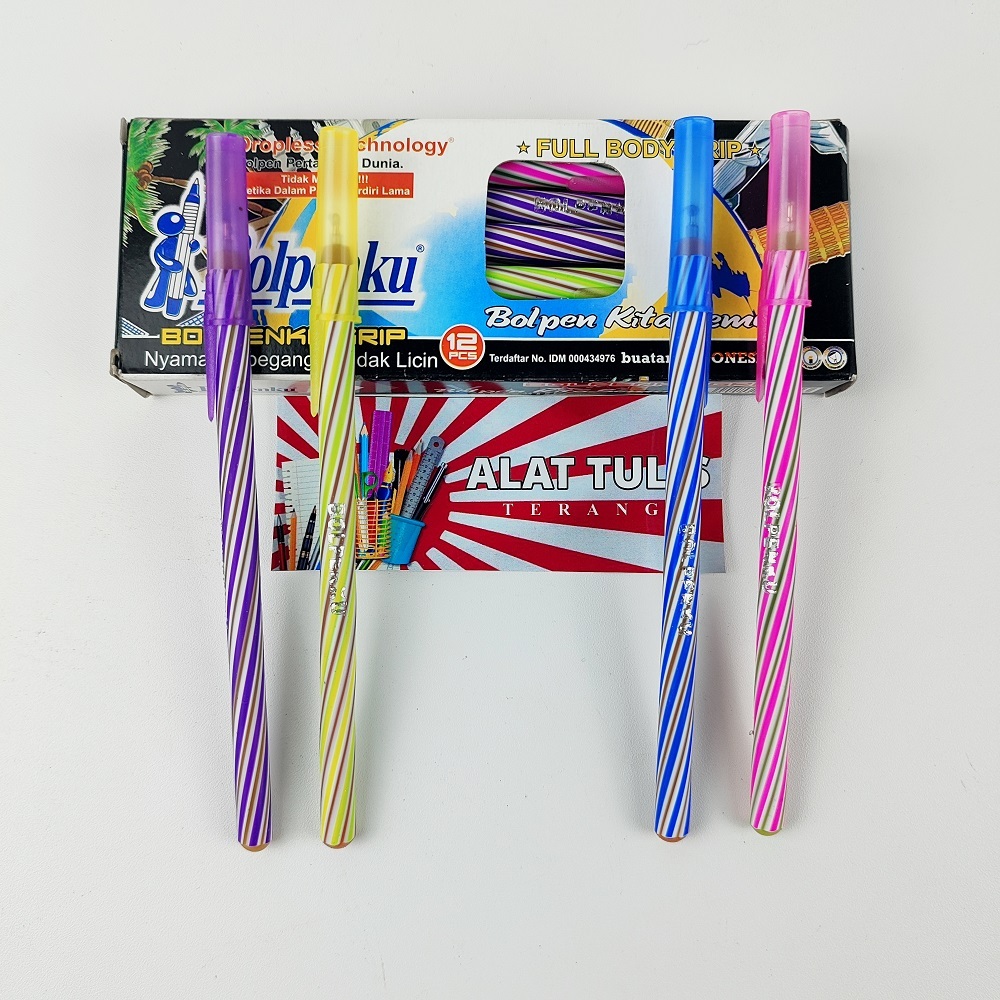 

1Pak Pulpen BolpenKu Isi 12pcs Ulir Motif Spiral Lilin