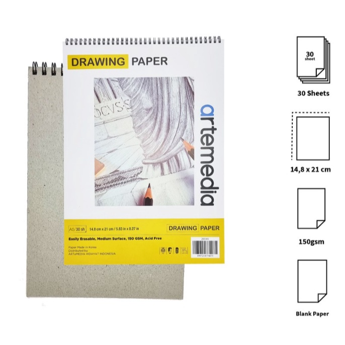 

PAKET INSTAN Buku Gambar Sketsa Artemedia 15 gsm Drawing Paper Book A5 A4 Wire Bound Sketchbook