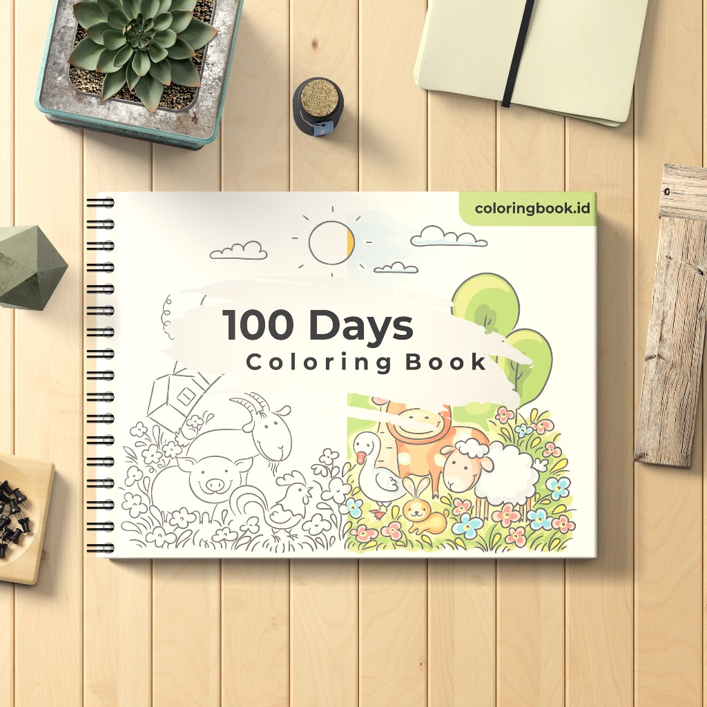 

100 Days Coloring Book / Buku Mewarnai 100 Hari/ 100 Tema Gambar Mewarnai Anak/ 100 Hari Mewarnai / Buku Mewarnai Anak / Buku Mewarnai Dewasa