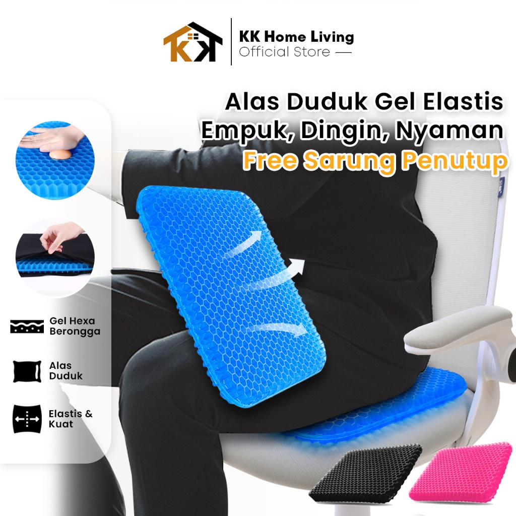 (KK)Alas Duduk Terbaru Bahan Gel terasa dingin Lembut Motif Sarang Lebah Untuk Kursi KantorJok Mobil