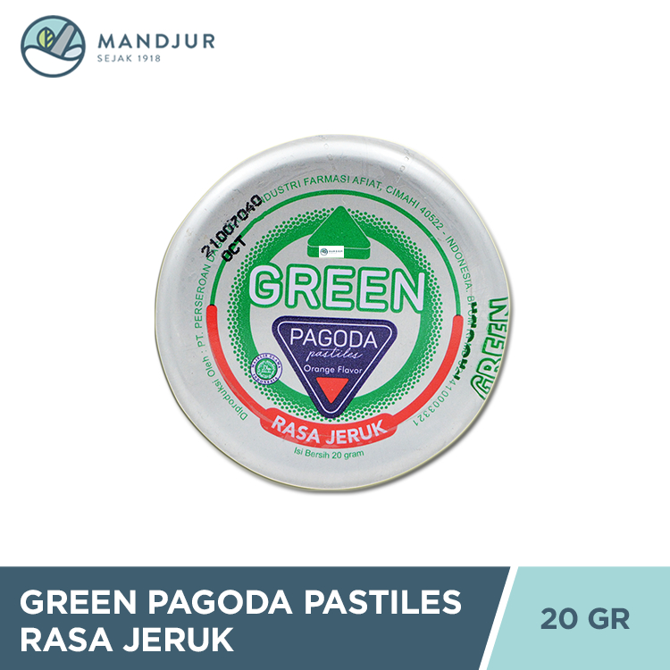 

Green Pagoda Pastiles 20 Gram - Permen Pelega Tengggorokan Rasa Jeruk