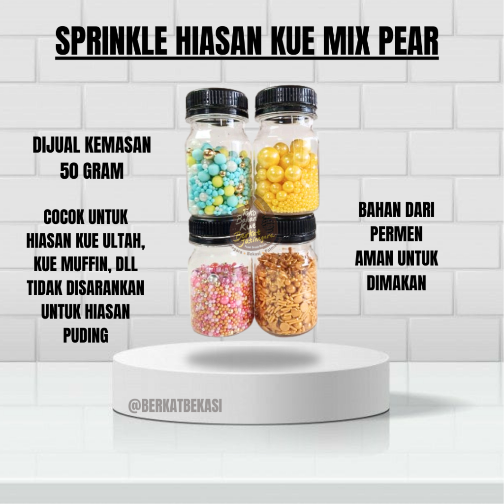

SPRINKLE MUTIARA MIX PEAR / MUTIARA HIASAN KUE 50 GR / SPRINKLE HIASAN KUE