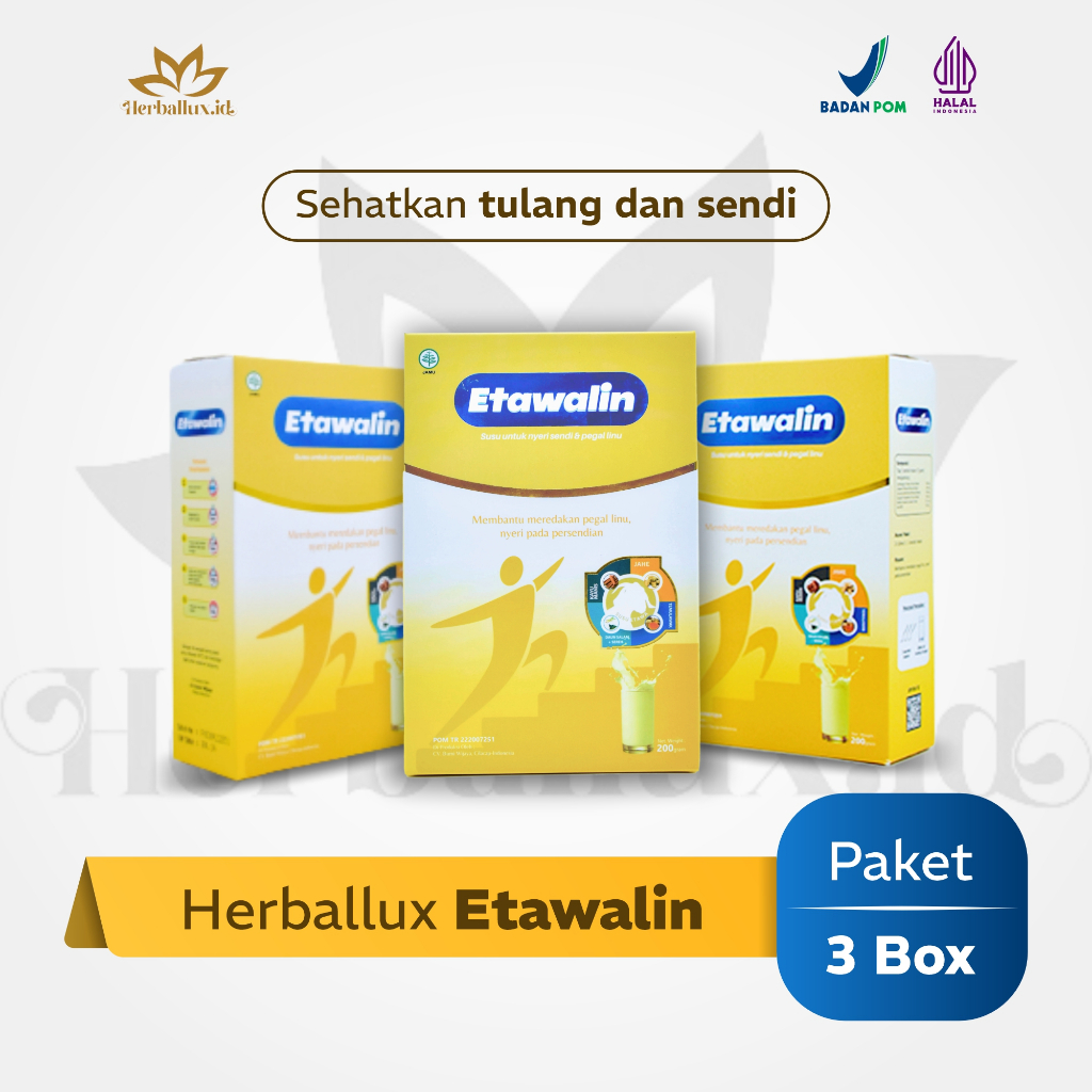 

Paket 3 Box Etawalin Anti Tulang Keropos - Original Susu Etawalin Susu Kambing Etawa Tingkatkan Kepadatan & Kesehatan Tulang Sendi Atasi Nyeri Sendi & Osteoporosis Asam Urat Rematik Reumatik Cocok Untuk Lansia