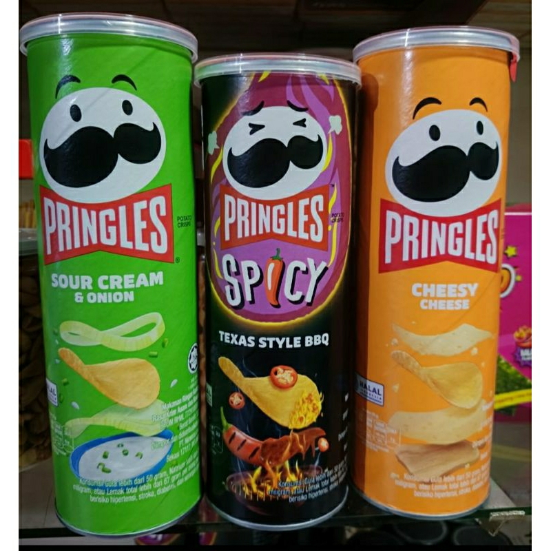 

Pringles 107gr varian sour cream & onion/ spicy/ cheesy.