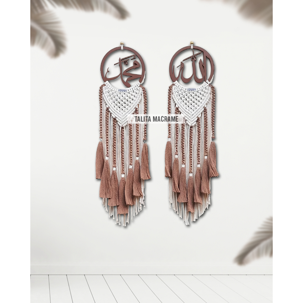 Bonus Mini Wall Cantik (Sepasang) Kaligrafi Macrame Wall Hanging Dekorasi Dinding Hiasan Rumah