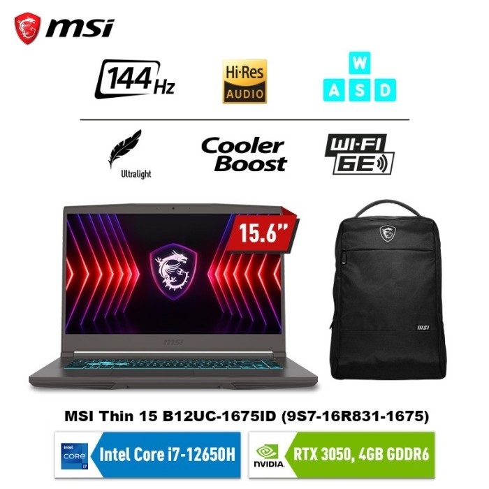 MSI Thin 15 B12UC 2405 Core i7-12650H 16GB 512GB RTX3050 4GB Win11