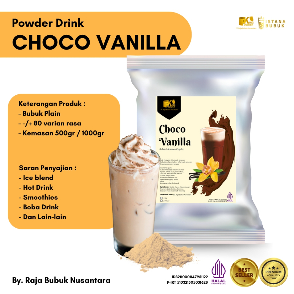 

Bubuk Reguler Choco Vanilla , Powder Drink Minuman Rasa Coklat Vanilla