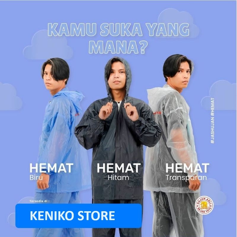Jas Hujan Stelan Celana JC HEMAT Elephant Brand Transparan