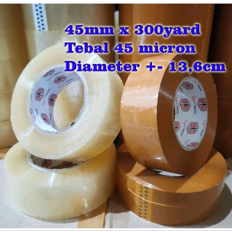 

Lakban Jumbo 45mm x 300yard 2 Inchi Murah 45 Micron Isolasi Opp Packing Bening Dan Coklat