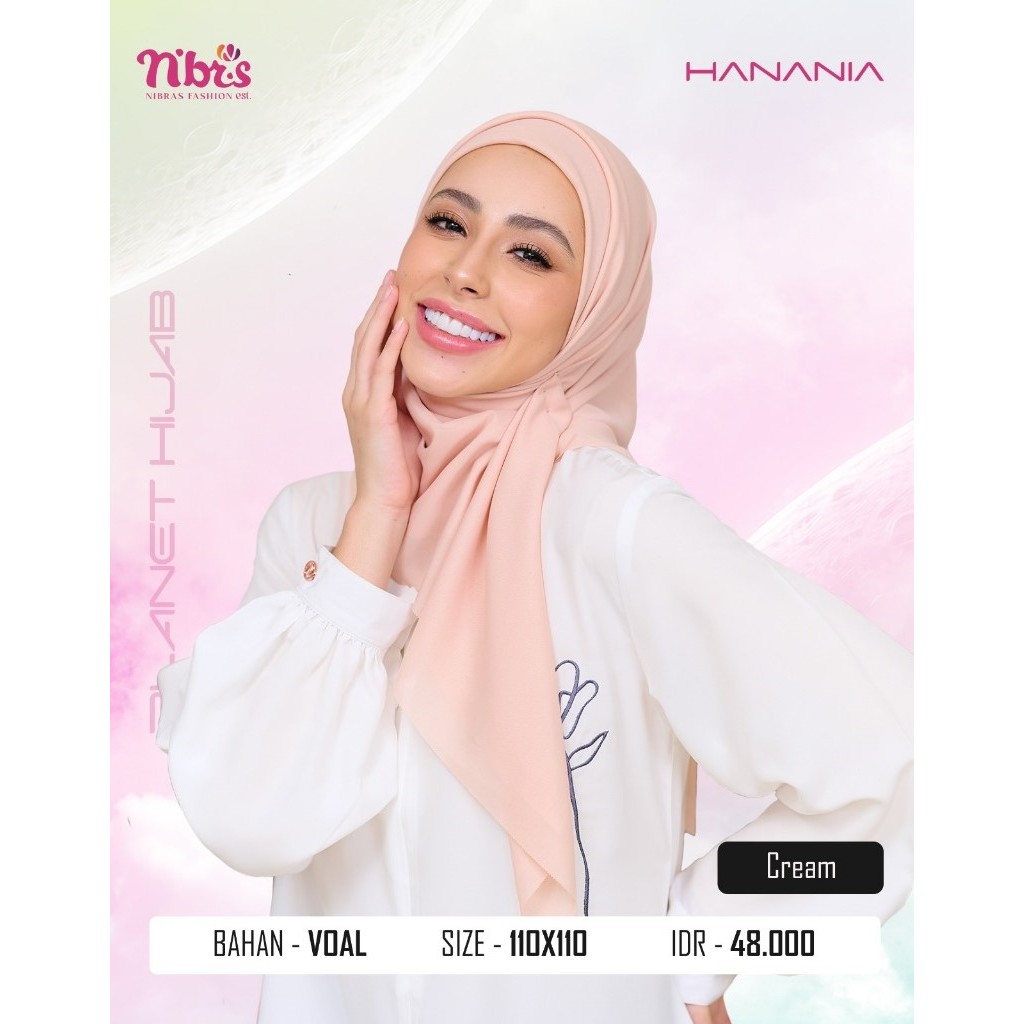 HIJAB HANANIA / HIJAB SEGIEMPAT POLOS NIBRAS TERBARU