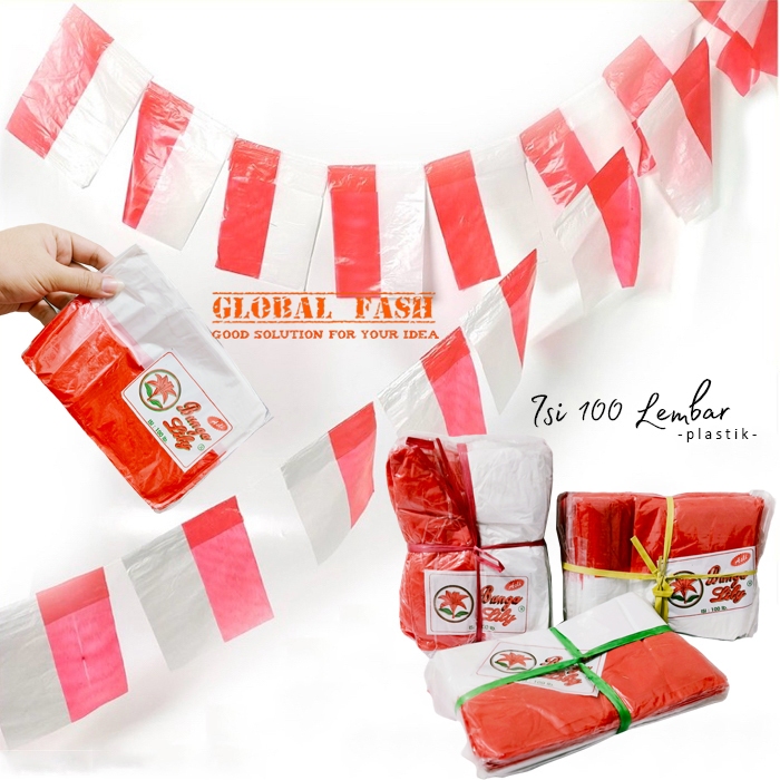 bendera plastik merah putih / bendera merah putih / bendera plastik agustusan / dekorasi  HUT RI