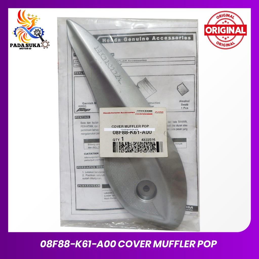 Garnish Kenalpot Honda Beat Pop/Aksesoris Cover Muffer Silver Tutup Knalpot Beat Pop-08F88K61A00 ORI