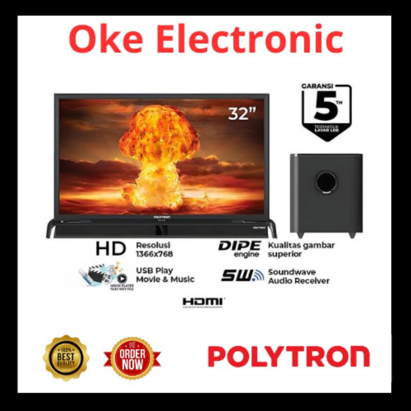 LED TV POLYTRON 32" HD DIGITAL SOUNDBAR
