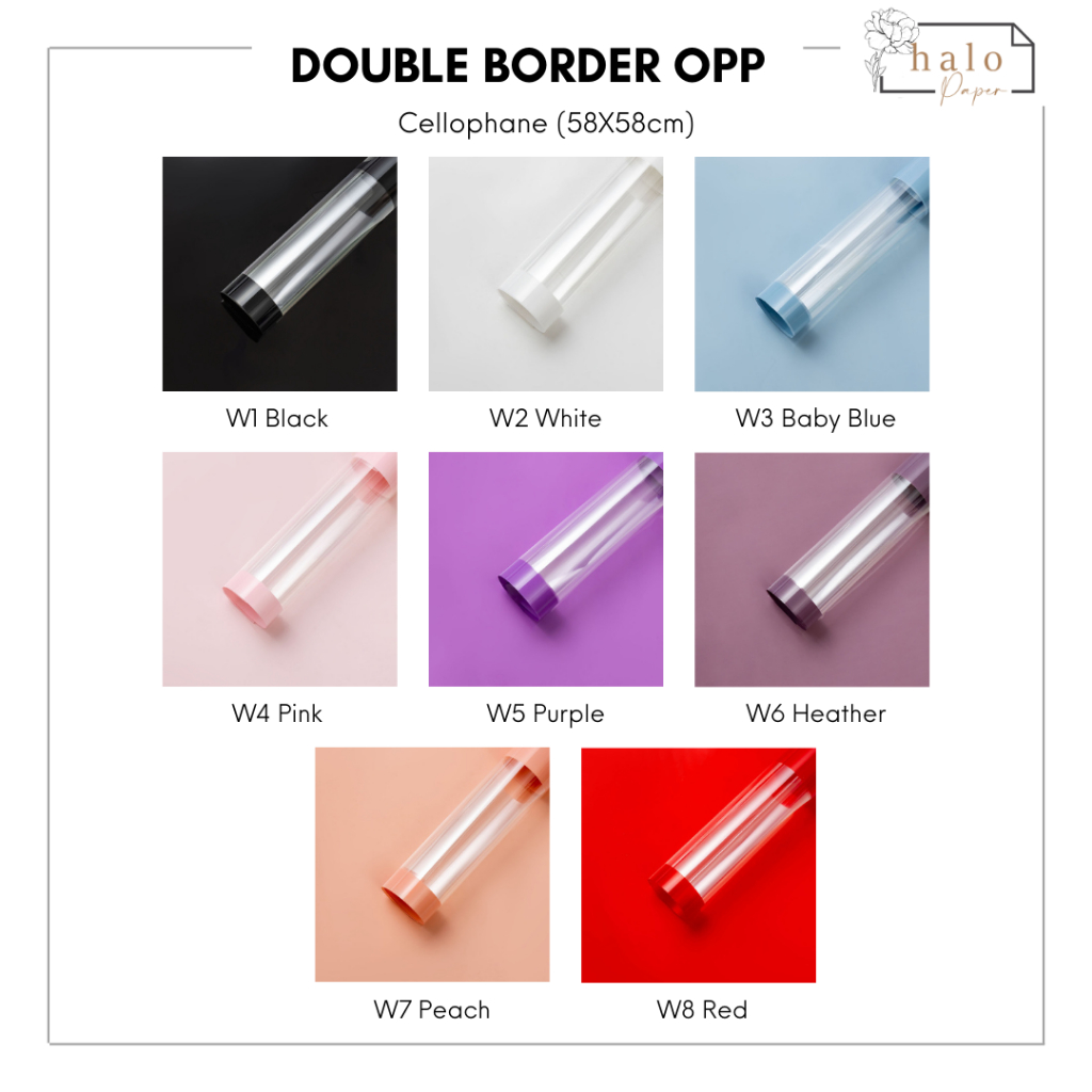 

(1 Lembar) DOUBLE BORDER OPP - FLOWER WRAPPING PAPER OPP WATERPROOF SINGLE COLOR TRANSPARENT