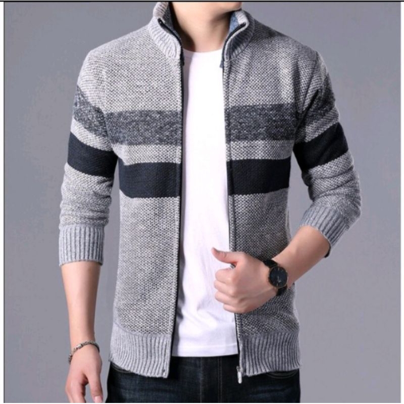 jaket rajut# sweater rajut#resleting pull pria# tebal premium