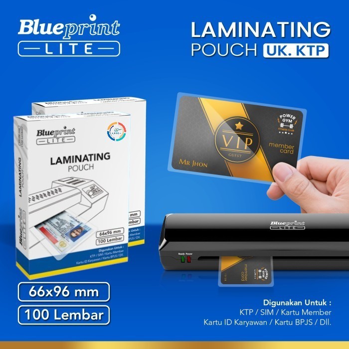

Blueprint Lite BP-LPK103 Plastik Laminating POUCH Film | 100 Micron ID KTP