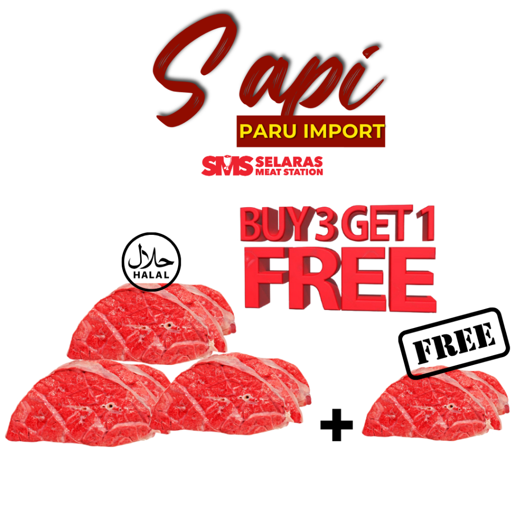 

Paket Hemat Buy 3 Get 1 Free Paru Sapi Lung Beef 1 Kg Frozen Tangerang