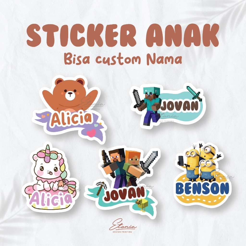 

Stiker nama waterproof anti air custom free sticker nama lucu