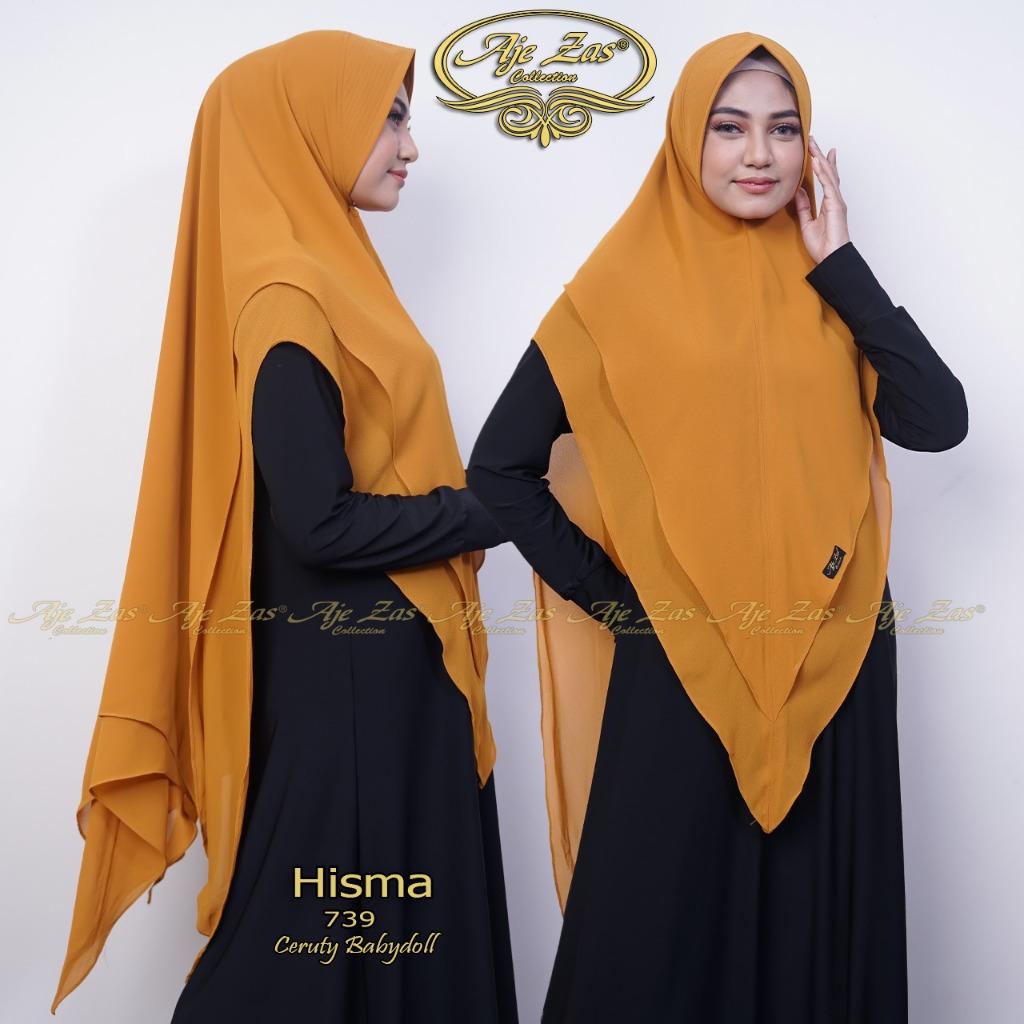 AJE ZAS - Hisma Khimar Hijab Instan Jumbo Dua Layer Bahan Ceruti BabyDoll Lepala Pet Antem Bisa COD