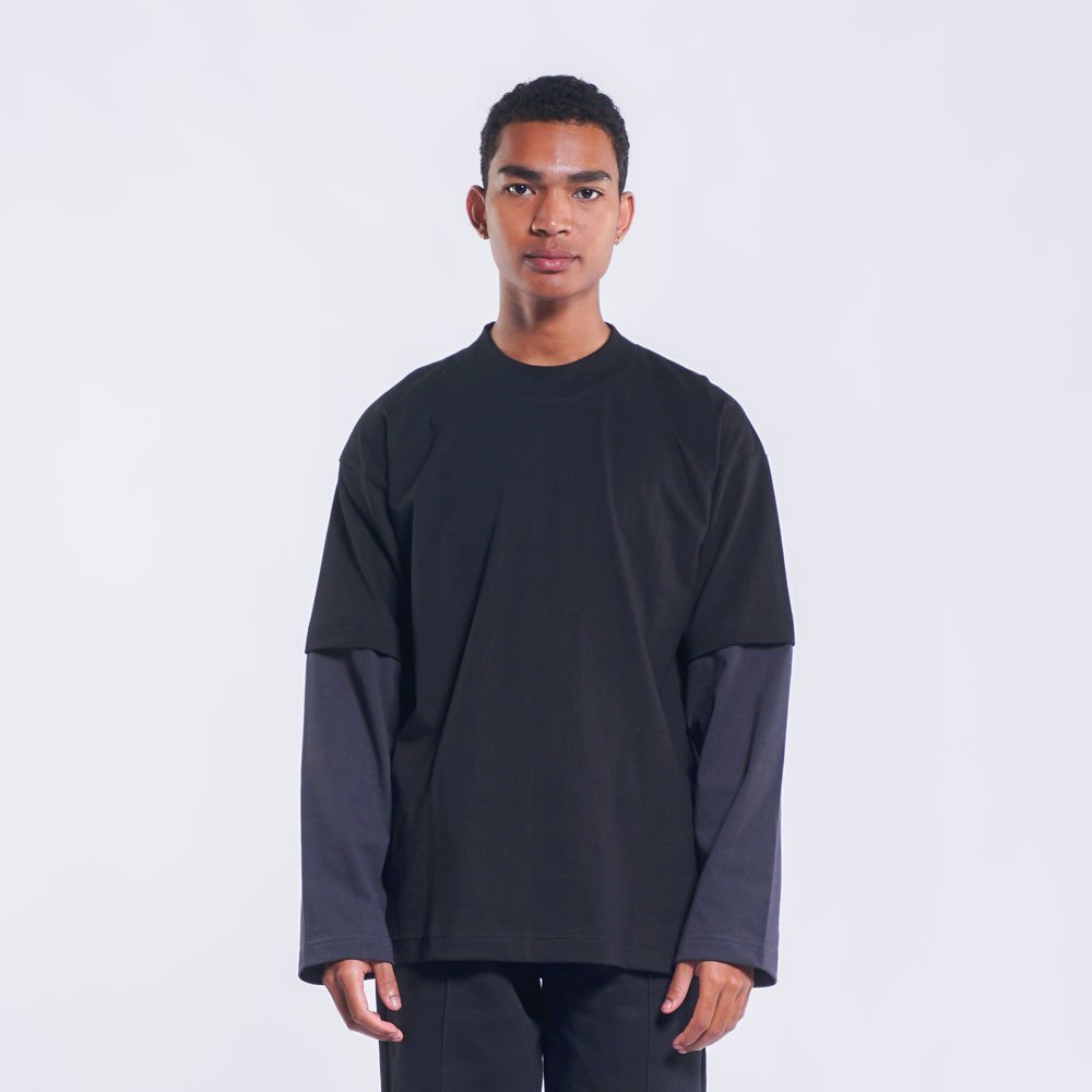 Kaos Oversize Bold Neck Long Sleeve Double Layer