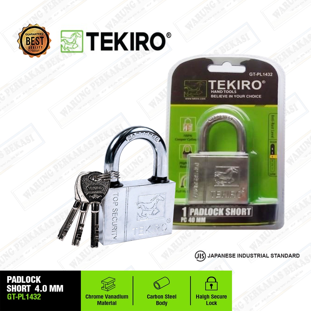 TEKIRO 40mm Gembok Leher Pendek PADLOCK SHORT 40 mm - Gembok Kunci Gudang Rumah Ruko Motor Kontrakan