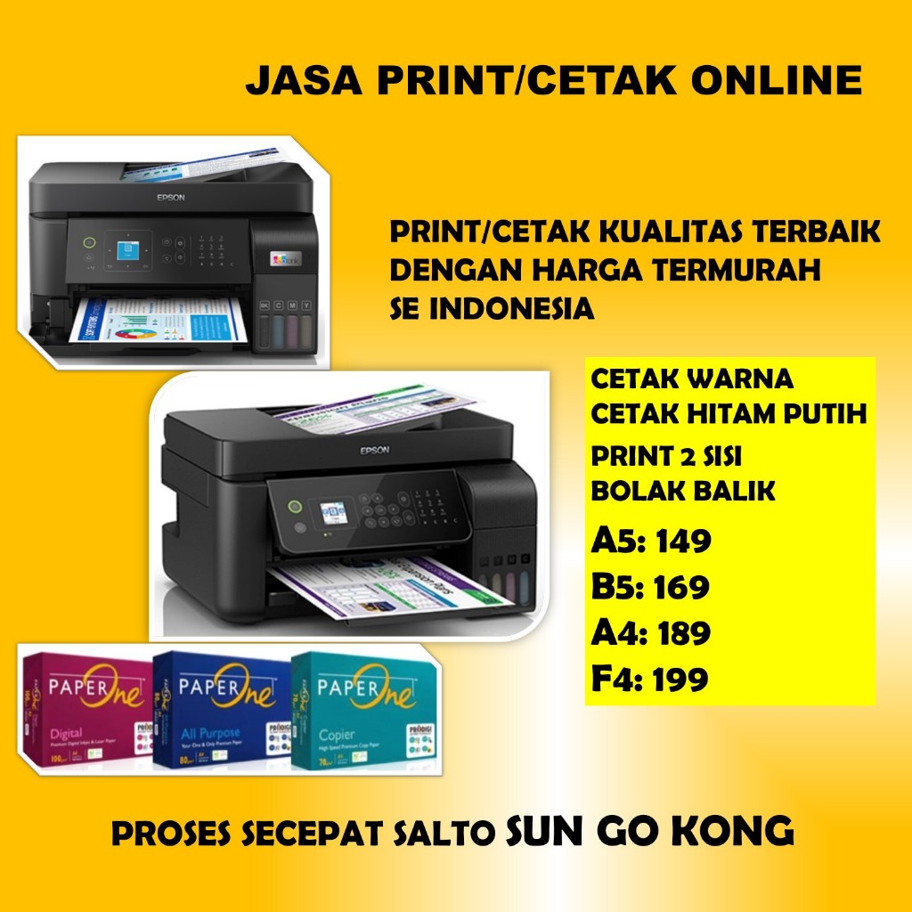 

JASA PRINT CETAK BUKU CEPAT HVS A4 dan F4/Folio 80GSM HITAM PUTIH DAN WARNA TERMURAH CETAK DOKUMEN MAKALAH PROPOSAL SKRIPSI TESIS JURNAL