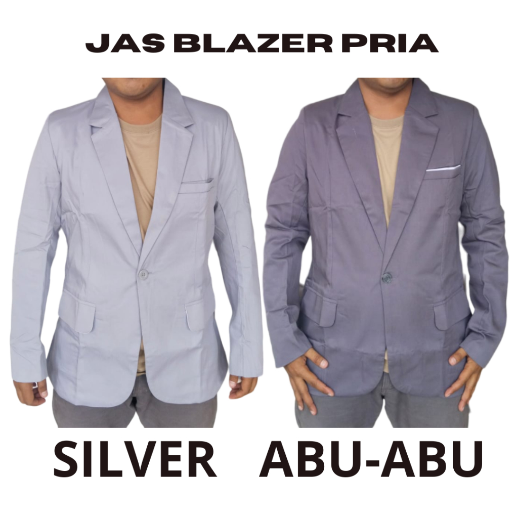 Jas Pria Abu-abu & Silver, Jas Blazer Pria, Jas Pria Slimfit, Jas Pria Formal