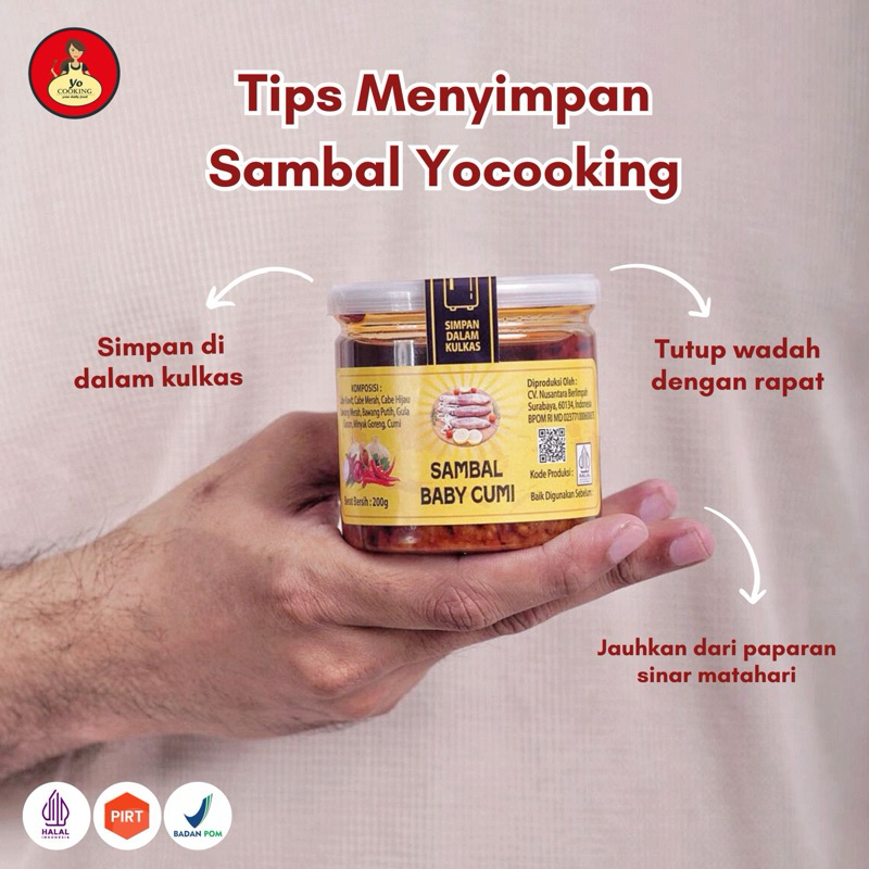 

Yo cooking Sambal Baby Cumi berat 200gr BPOM P-IRT pedas mantap - Sambal Instan - Sambal Praktis - Mantap Medok enak nampol - bikin nagih - Rasa enak- Sambal viral