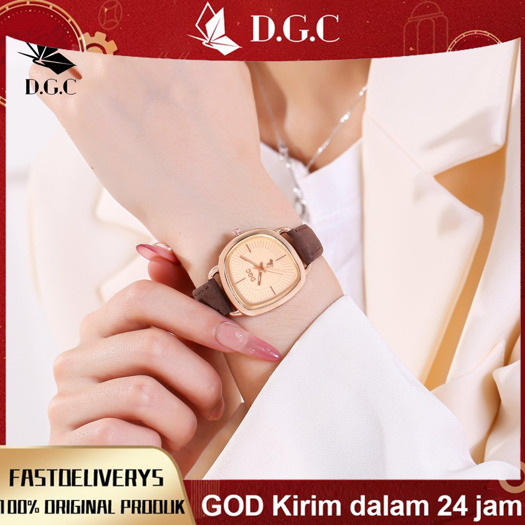 DGC Jam Tangan Wanita Quartz Strap PU Analog Casual Gaya Retro Wanita Watch Fashion W316