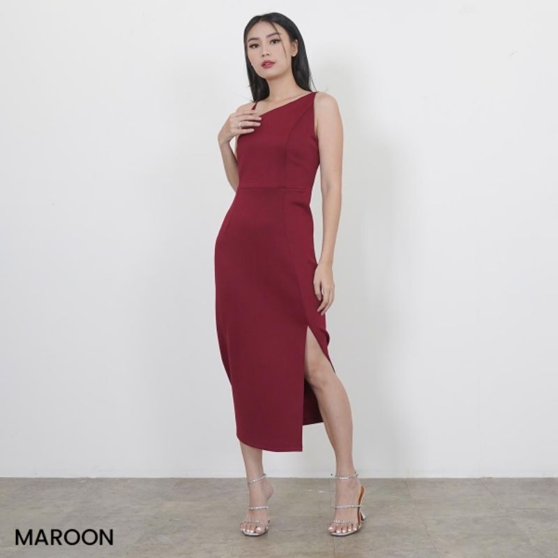 Angelica Prime Scuba Midi Dress / Bodycon Dress wanita tanpa lengan/dress pesta/long dress/maxi dres