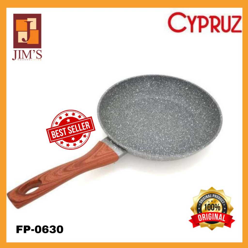 CYPRUZ Fry Pan FP0630 / FP 0630 Marble Series Gagang Kayu 20 Cm