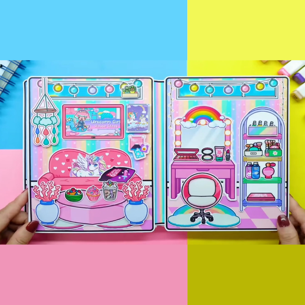 Paper Doll Toca Boca Unicorn House Quite Book | Boneka Kertas Buku | Baju bajuan | BP BP an | Mainan
