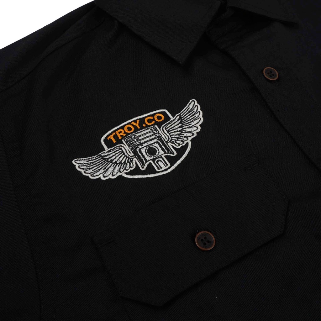 Troy Company Workshirt Workwear Engineers Black Skull - Kemeja Kerja Work Shirt Hitam WSD 2623